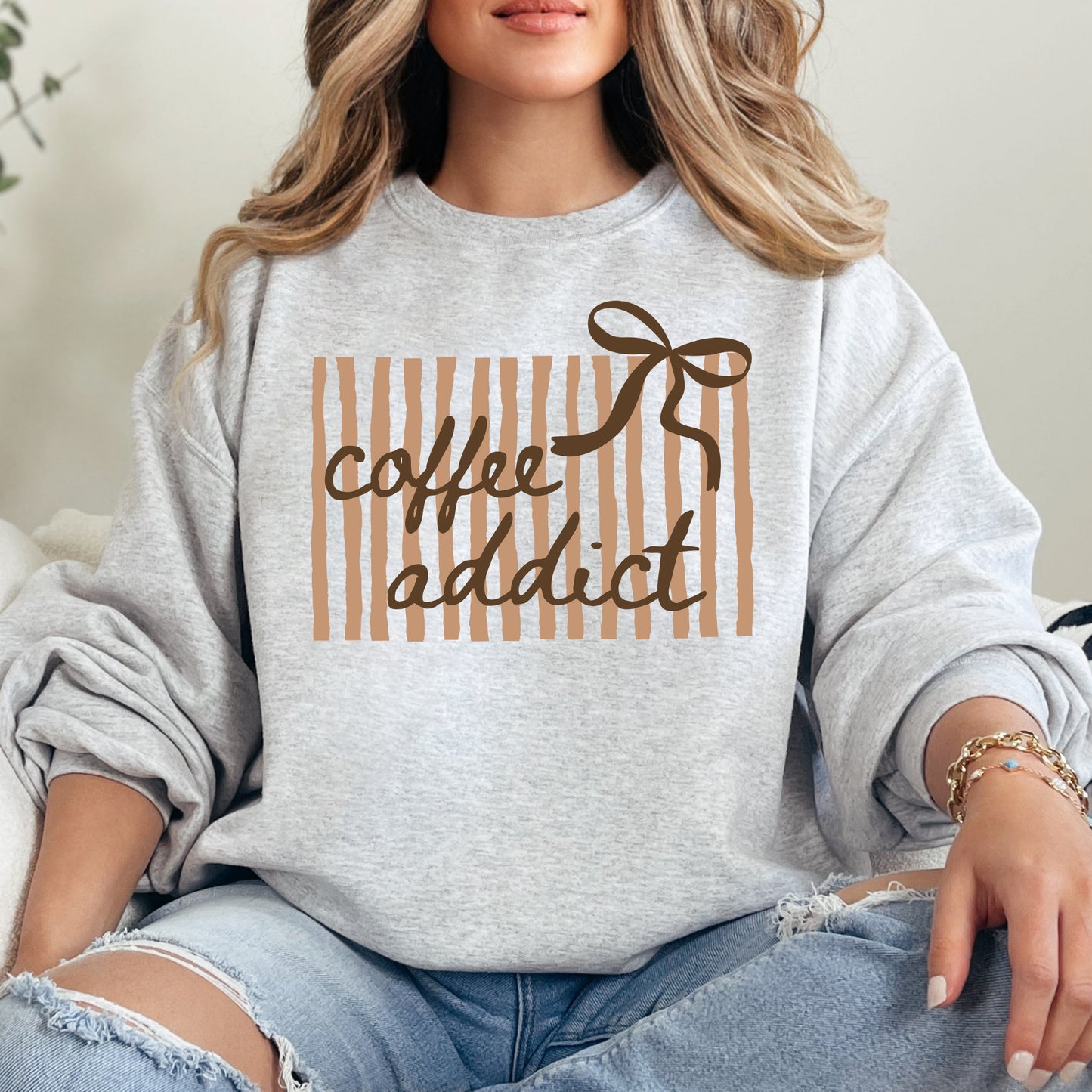Coffee Addict Graphic Sweatshirt | Unisex Cozy Crewneck Pullover