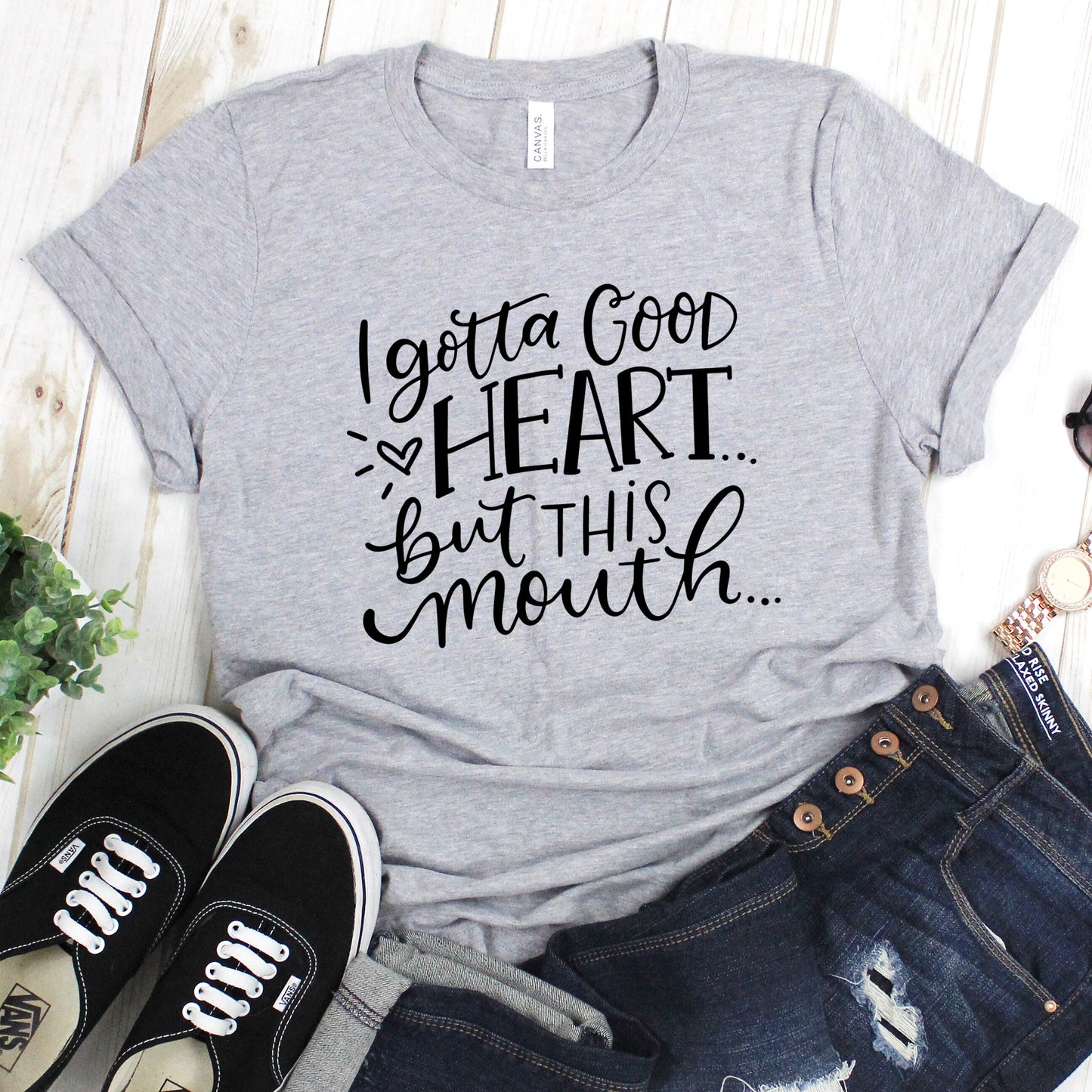 I Gotta Good Heart But This Mouth Graphic T-Shirt