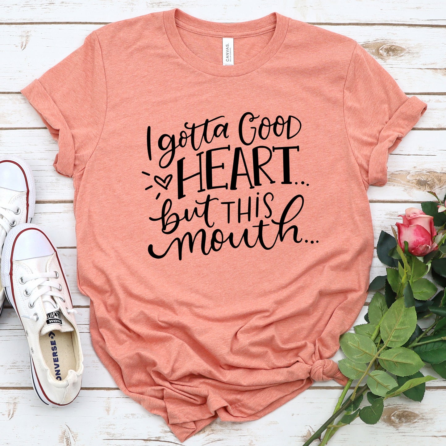 I Gotta Good Heart But This Mouth Graphic T-Shirt