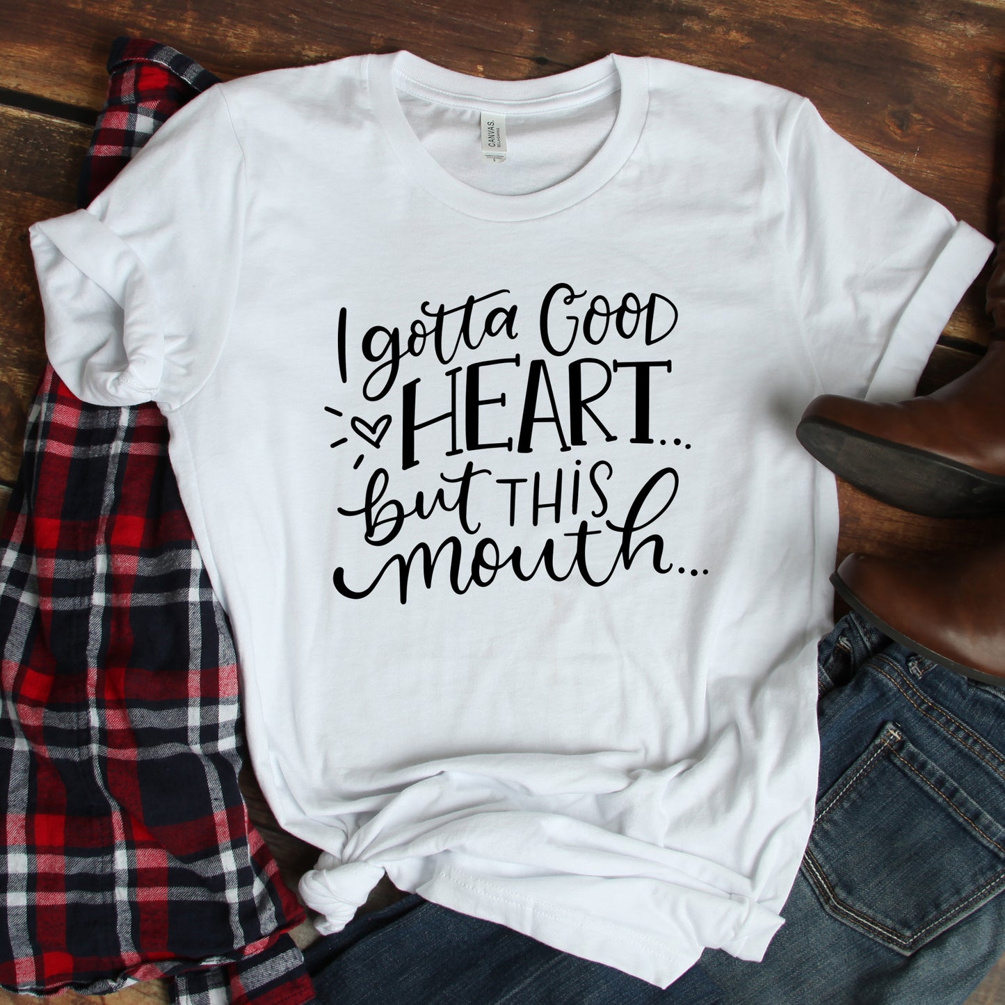 I Gotta Good Heart But This Mouth Graphic T-Shirt