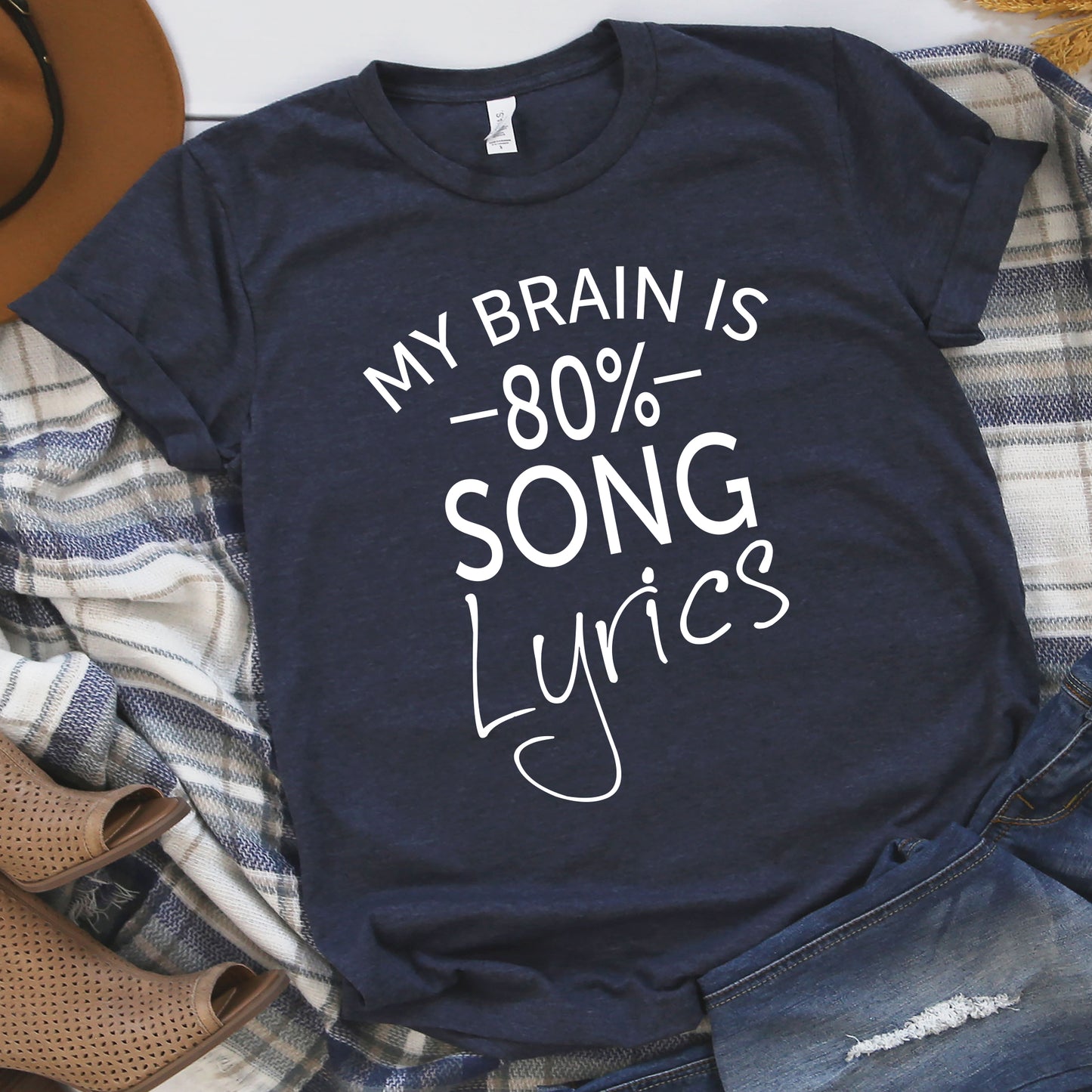 My Brain is 80% Song Lyrics Graphic T-Shirt