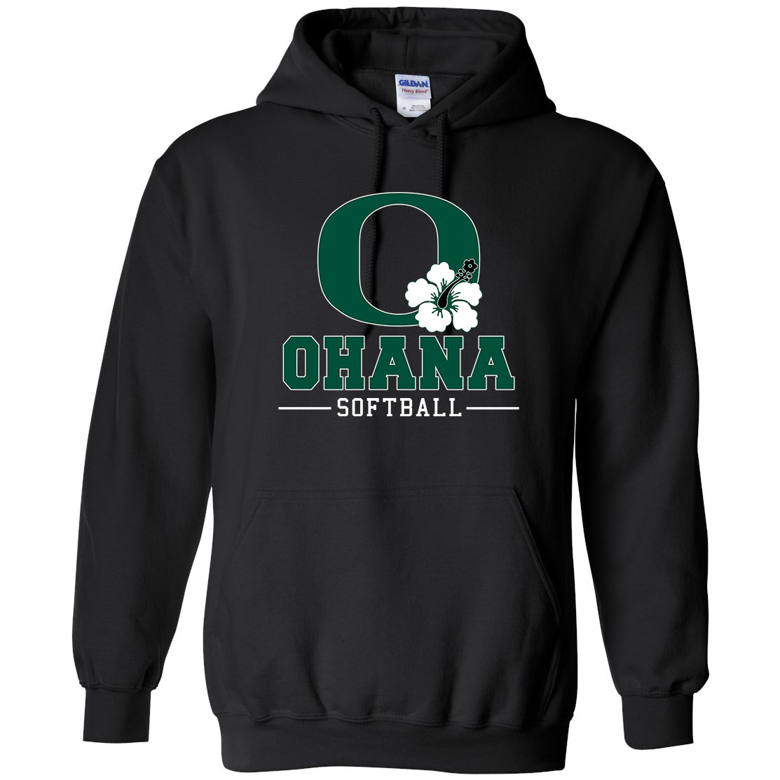 Ohana Softball O Flower Unisex Gildan Hooded Sweatshirt - 3 Colors
