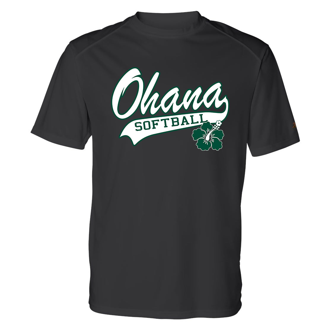 Ohana Softball Cursive Flower Men's Badger Dri-Fit T-Shirt - 2 Colors