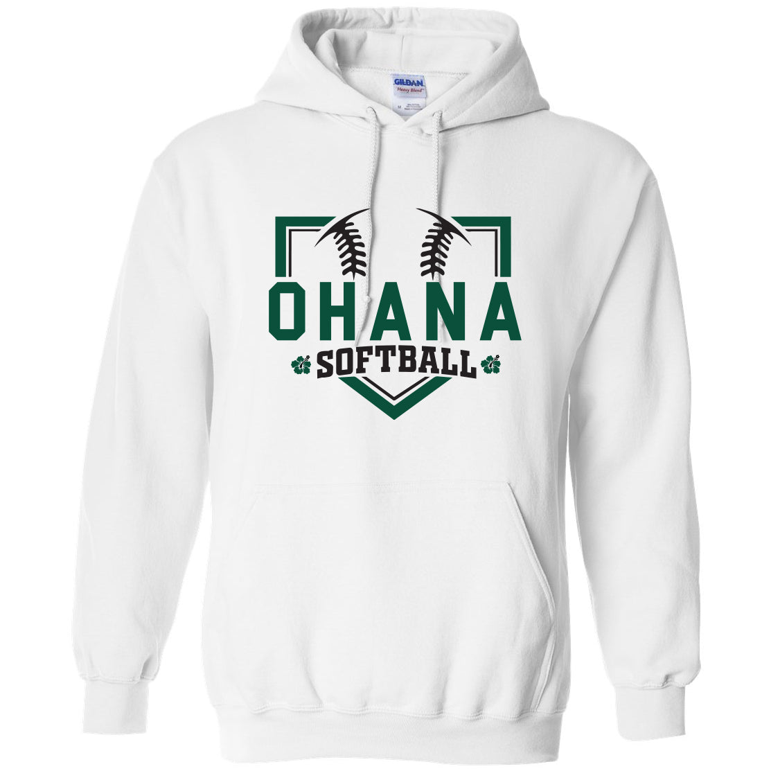 Ohana Softball Diamond Unisex Gildan Hooded Sweatshirt - 3 Colors