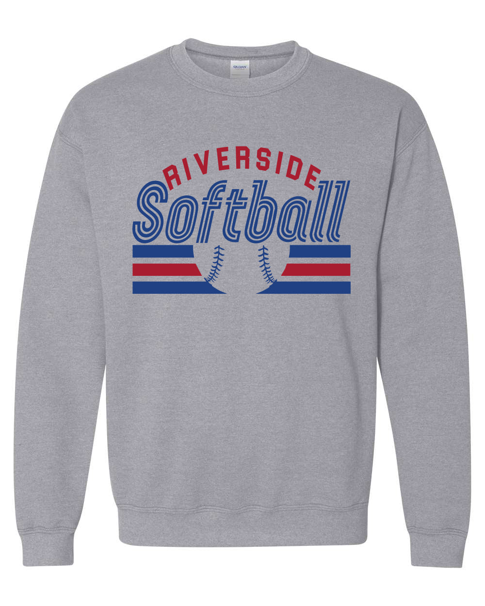 Riverside Softball Sport Grey Unisex Gildan Crewneck Sweatshirt