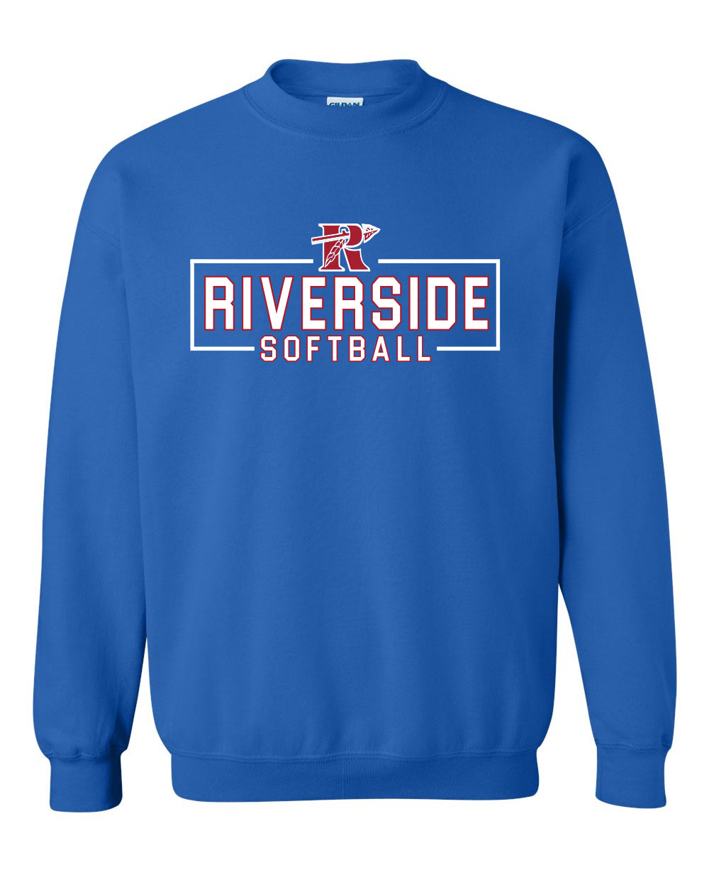 Riverside Softball Red Unisex Gildan Crewneck Sweatshirt