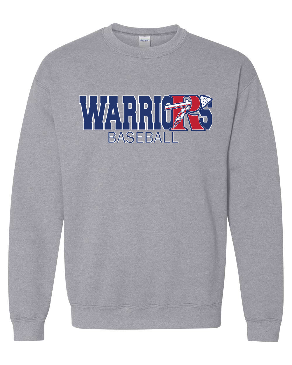Warriors Baseball Sport Grey Unisex Gildan Crewneck Sweatshirt