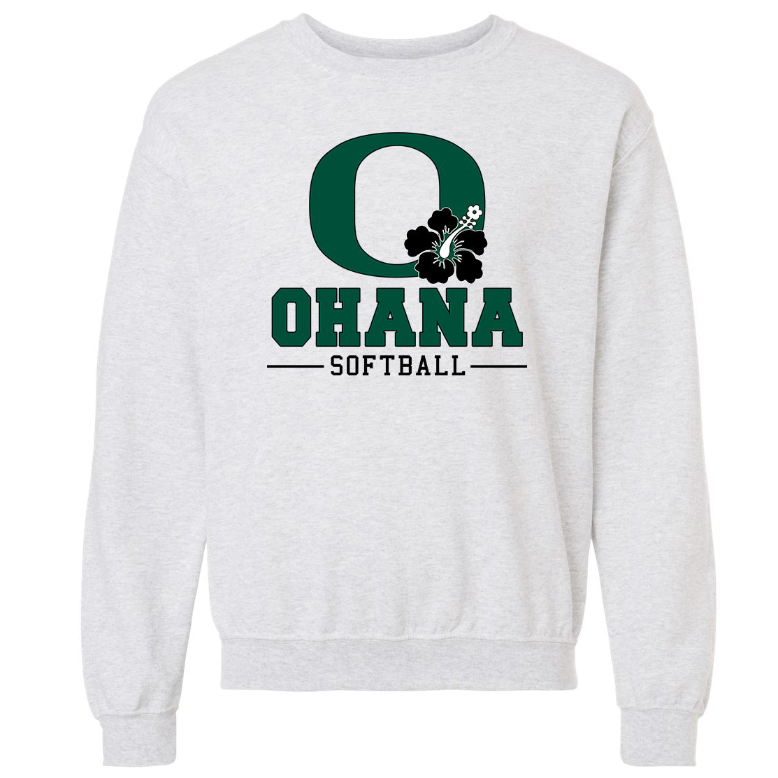 Ohana Softball O Flower Unisex Gildan Crewneck Sweatshirt - 3 Colors