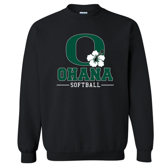 Ohana Softball O Flower Unisex Gildan Crewneck Sweatshirt - 3 Colors
