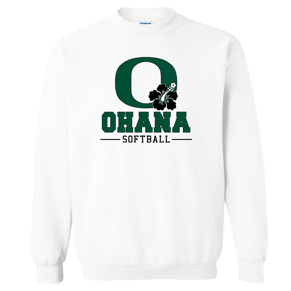 Ohana Softball O Flower Unisex Gildan Crewneck Sweatshirt - 3 Colors