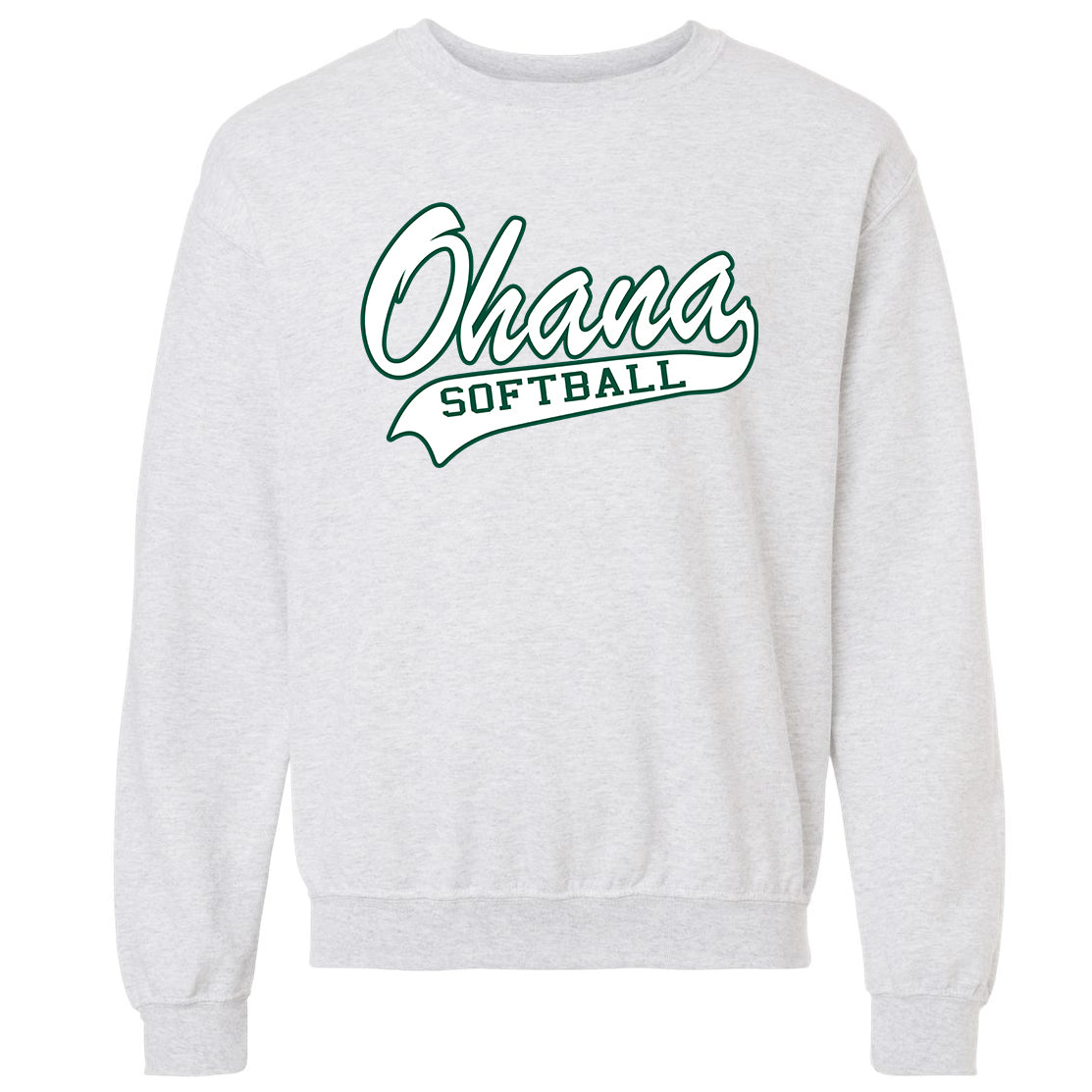 Ohana Softball Cursive Unisex Gildan Crewneck Sweatshirt - 3 Colors