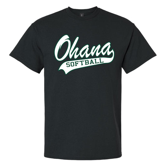 Ohana Softball Cursive Adult and Youth Unisex Gildan T-Shirt - 3 Colors