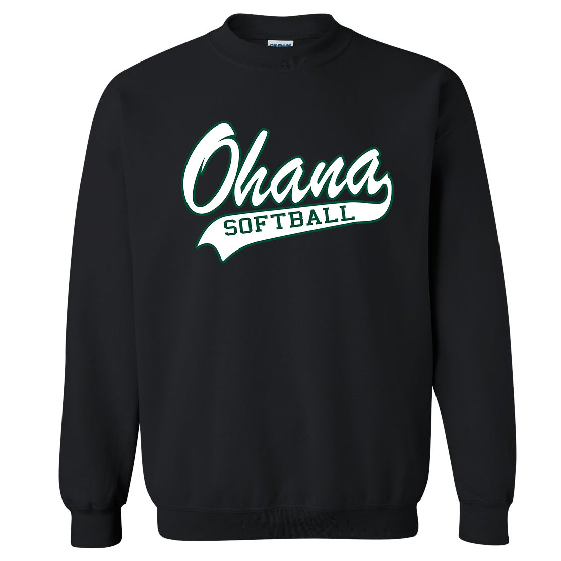 Ohana Softball Cursive Unisex Gildan Crewneck Sweatshirt - 3 Colors