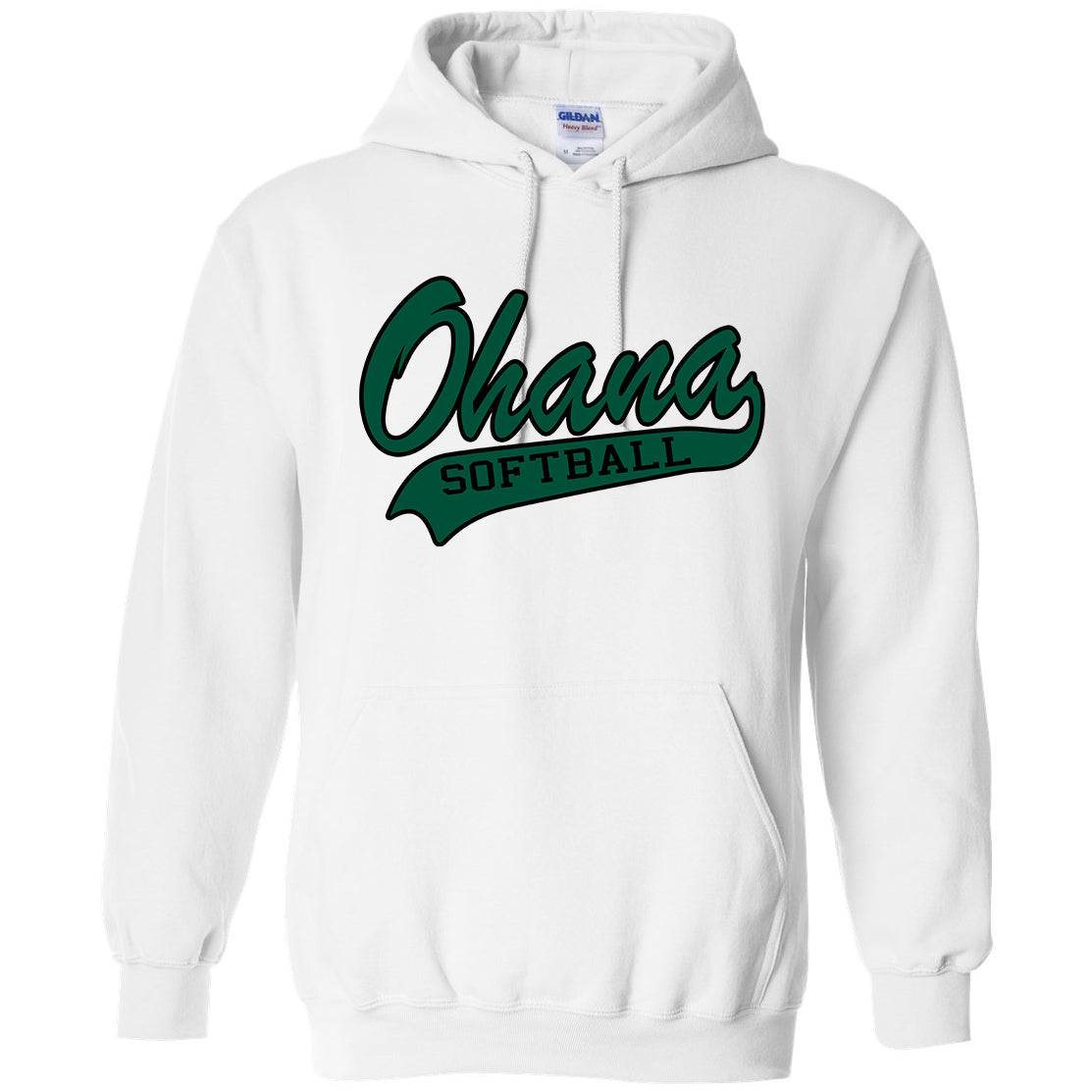 Ohana Softball Cursive Unisex Gildan Hooded Sweatshirt - 3 Colors