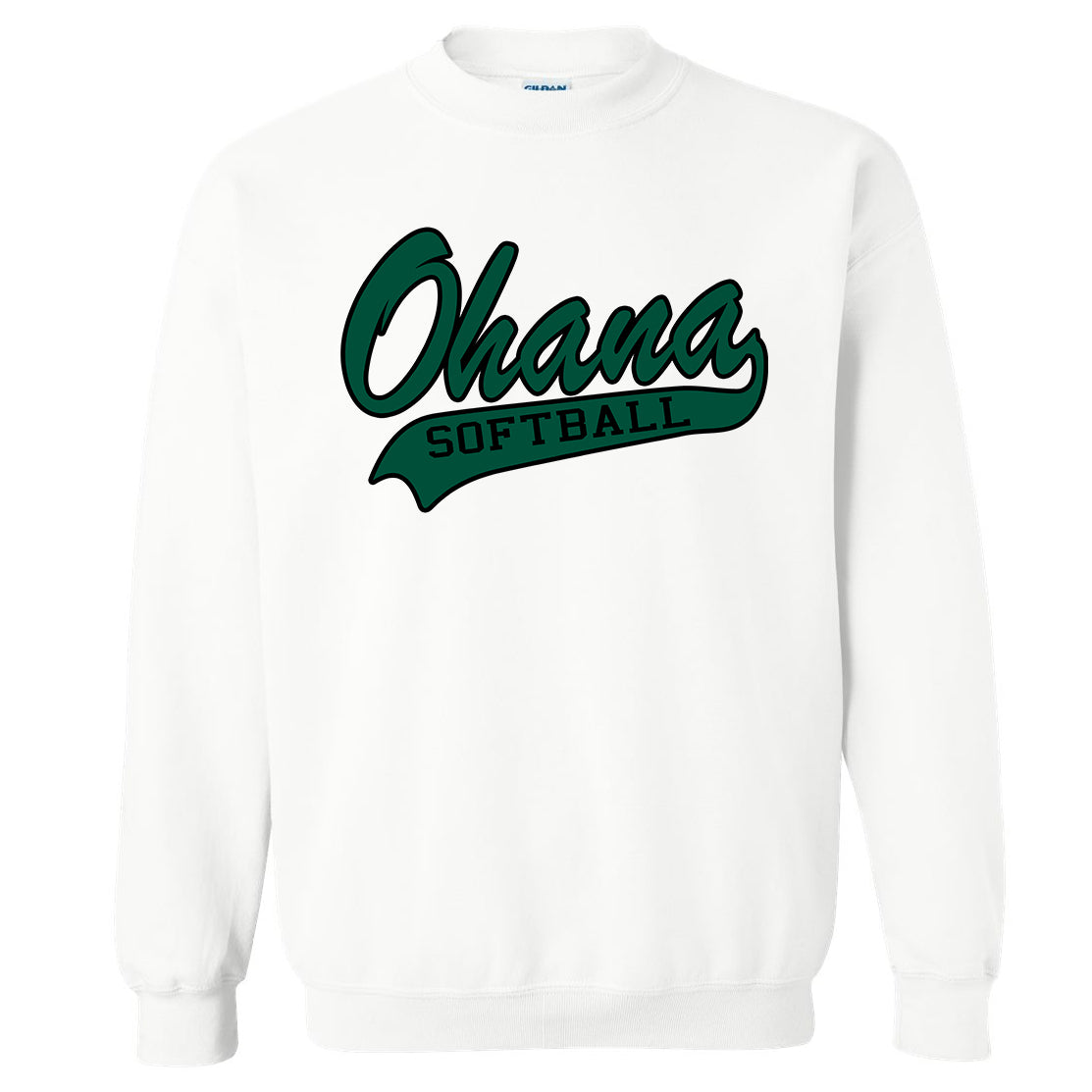 Ohana Softball Cursive Unisex Gildan Crewneck Sweatshirt - 3 Colors