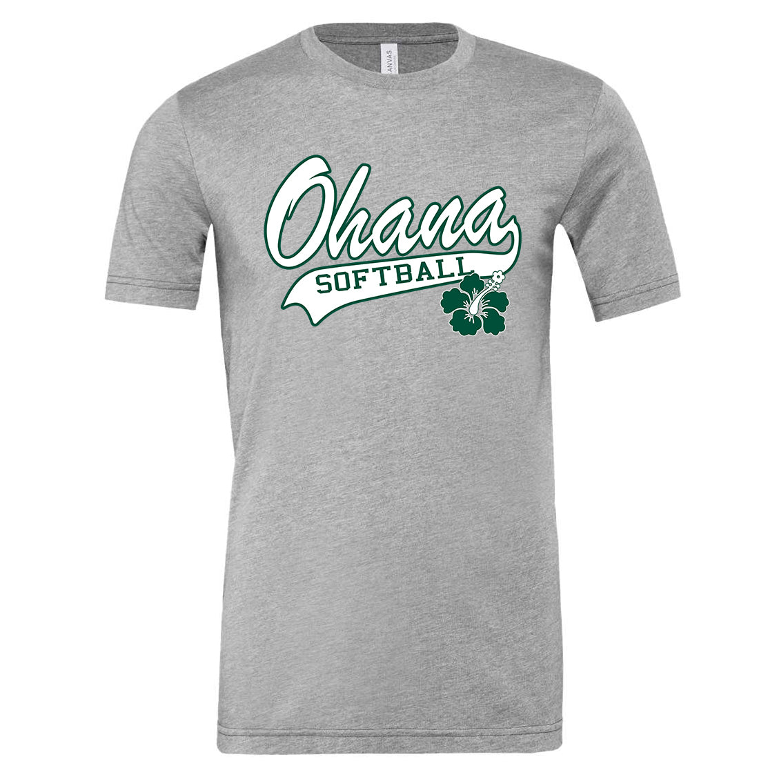 Ohana Softball Adult and Youth Cursive Flower Unisex Bella Canvas - 3 Colors