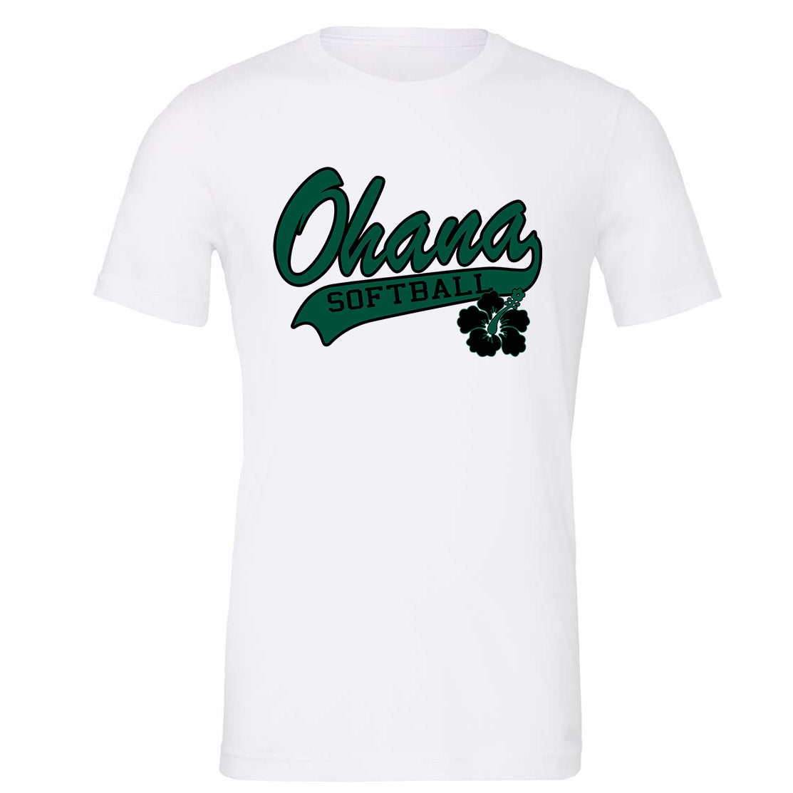 Ohana Softball Adult and Youth Cursive Flower Unisex Bella Canvas - 3 Colors