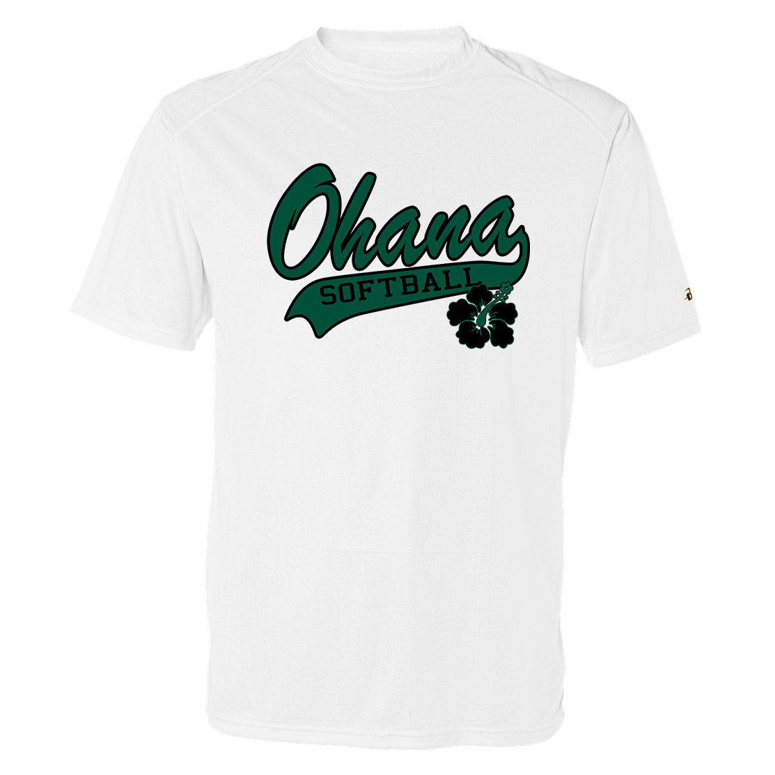 Ohana Softball Cursive Flower Men's Badger Dri-Fit T-Shirt - 2 Colors