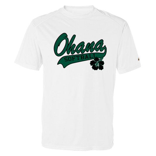 Ohana Softball Cursive Flower Men's Badger Dri-Fit T-Shirt - 2 Colors