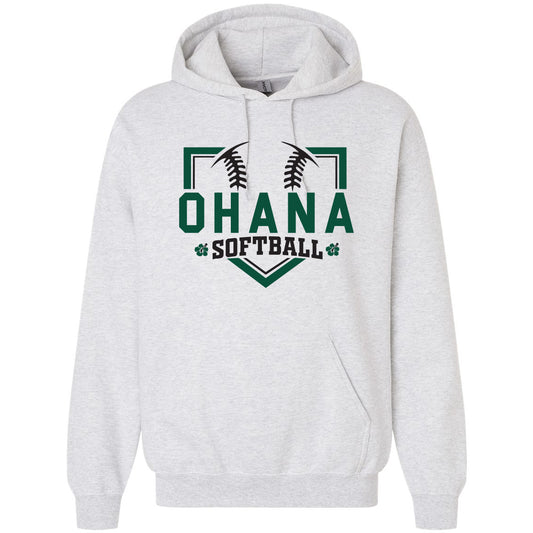 Ohana Softball Diamond Unisex Gildan Hooded Sweatshirt - 3 Colors