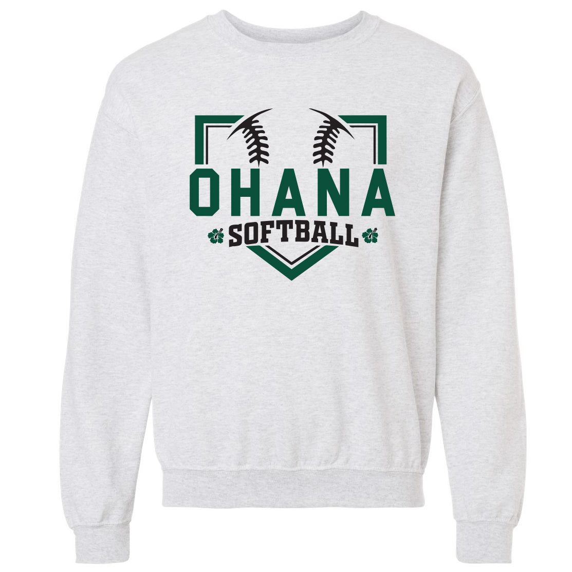 Ohana Softball Diamond Unisex Gildan Crewneck Sweatshirt - 3 Colors