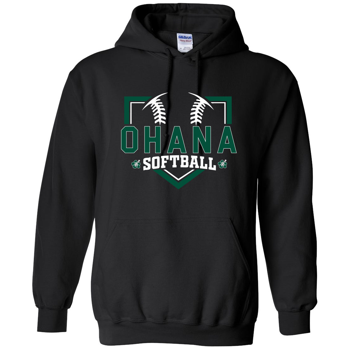Ohana Softball Diamond Unisex Gildan Hooded Sweatshirt - 3 Colors