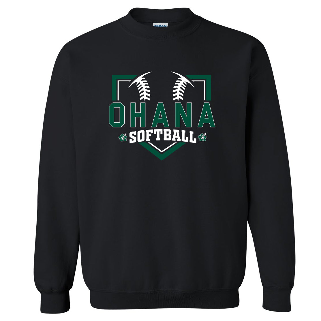 Ohana Softball Diamond Unisex Gildan Crewneck Sweatshirt - 3 Colors