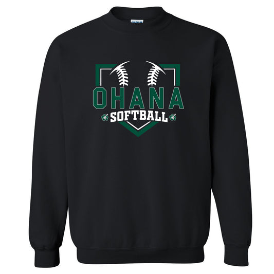 Ohana Softball Diamond Unisex Gildan Crewneck Sweatshirt - 3 Colors