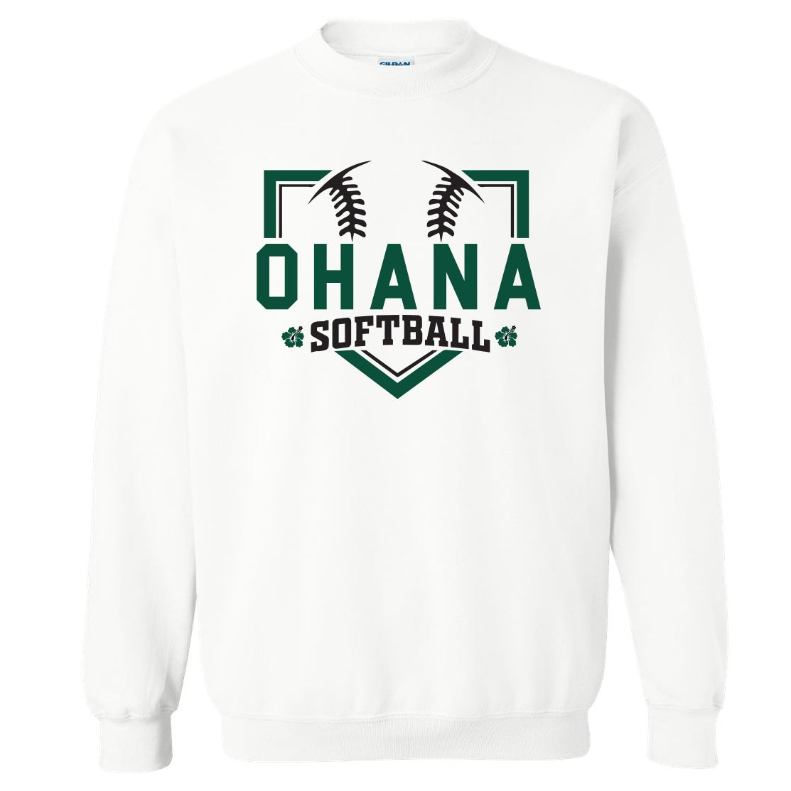 Ohana Softball Diamond Unisex Gildan Crewneck Sweatshirt - 3 Colors