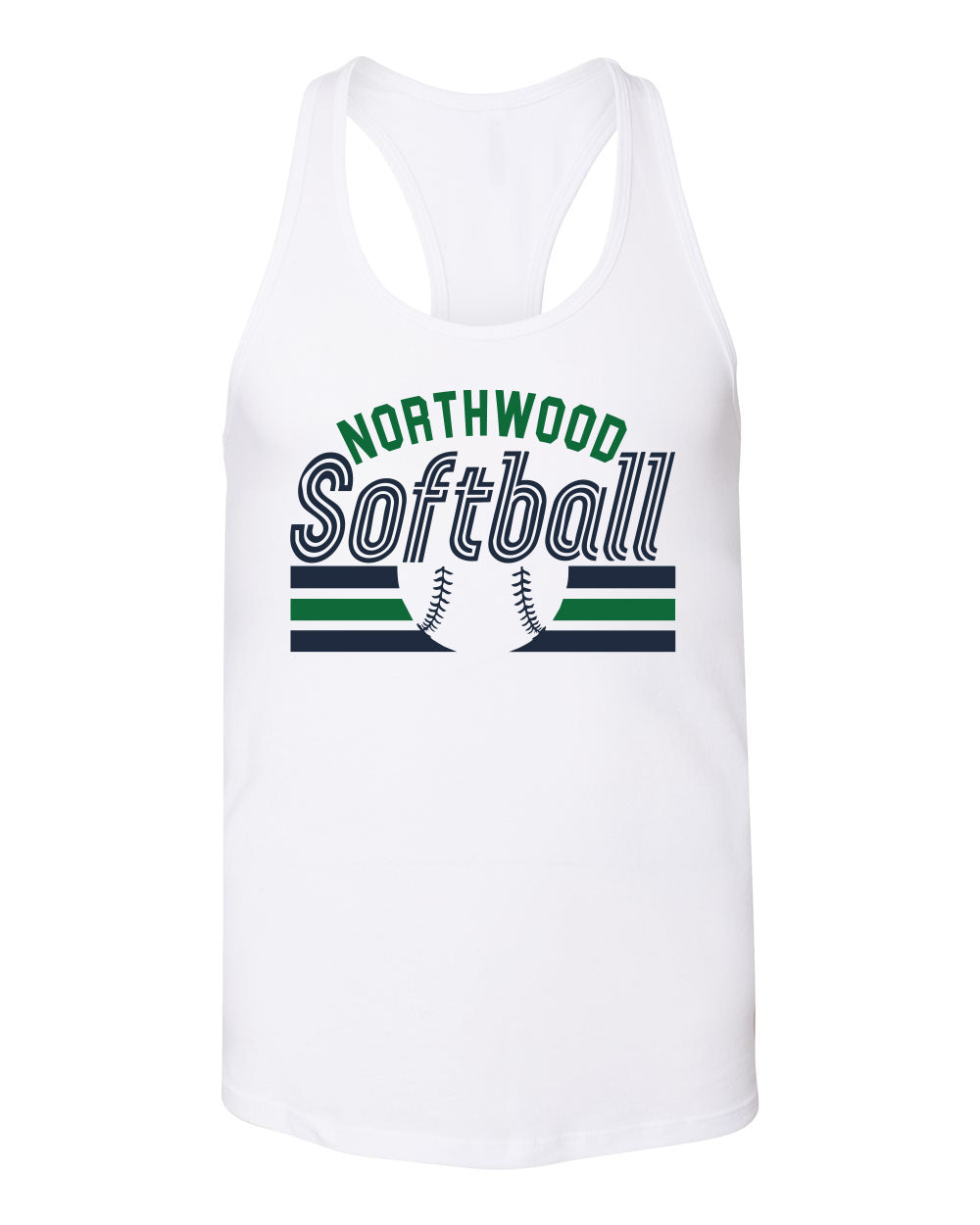 Northwood Softball Women's Bella Canvas Racerback Tank Top White Design