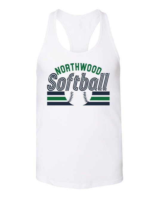 Northwood Softball Women's Bella Canvas Racerback Tank Top White Design