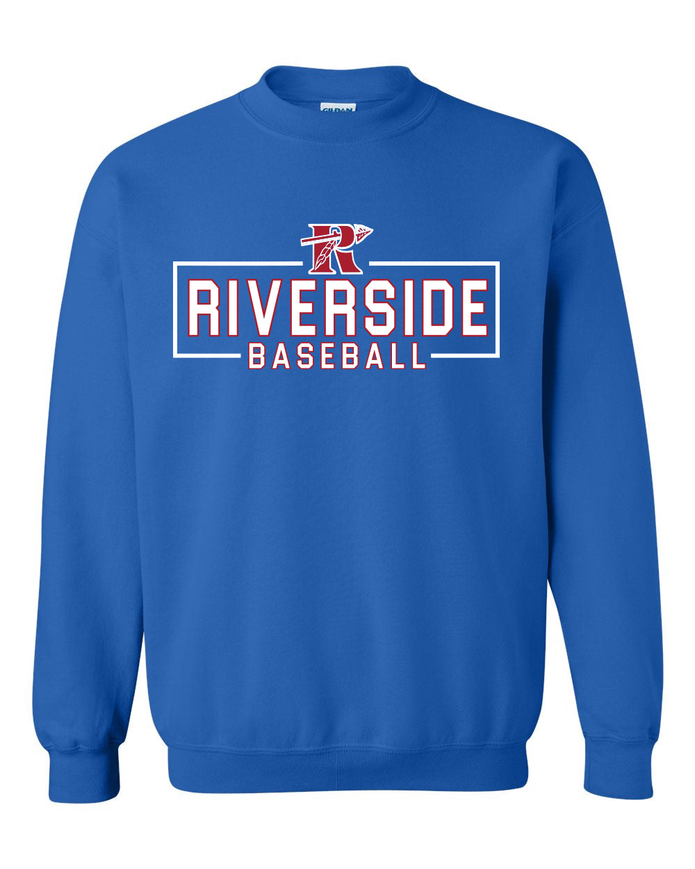 Riverside Baseball Red Unisex Gildan Crewneck Sweatshirt