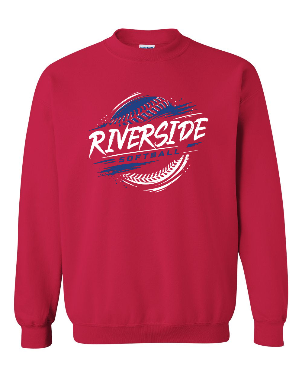 Riverside Softball Red Unisex Gildan Crewneck Sweatshirt