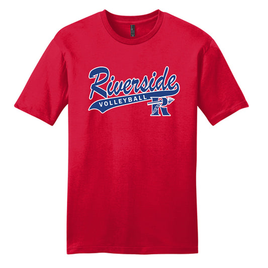 Riverside Volleyball Cursive Red Unisex District T-Shirt