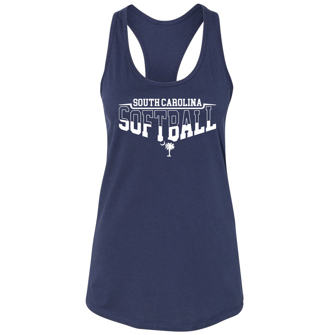 South Carolina Softball Women's Bella Canvas Racerback Tank Top Palmetto Tree - 2 Colors