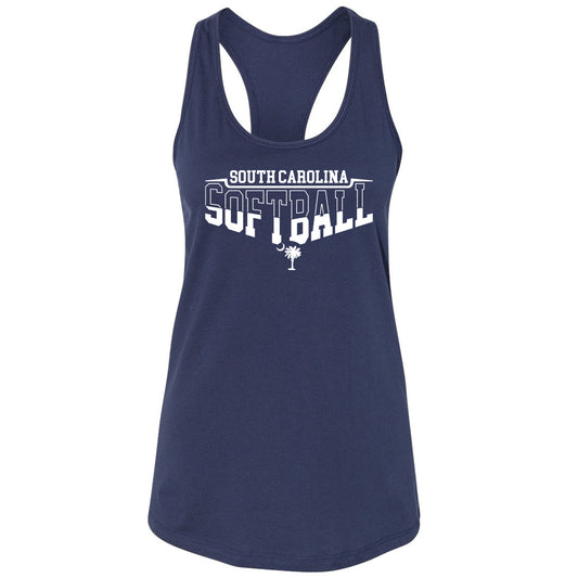 South Carolina Softball Women's Bella Canvas Racerback Tank Top Palmetto Tree - 2 Colors