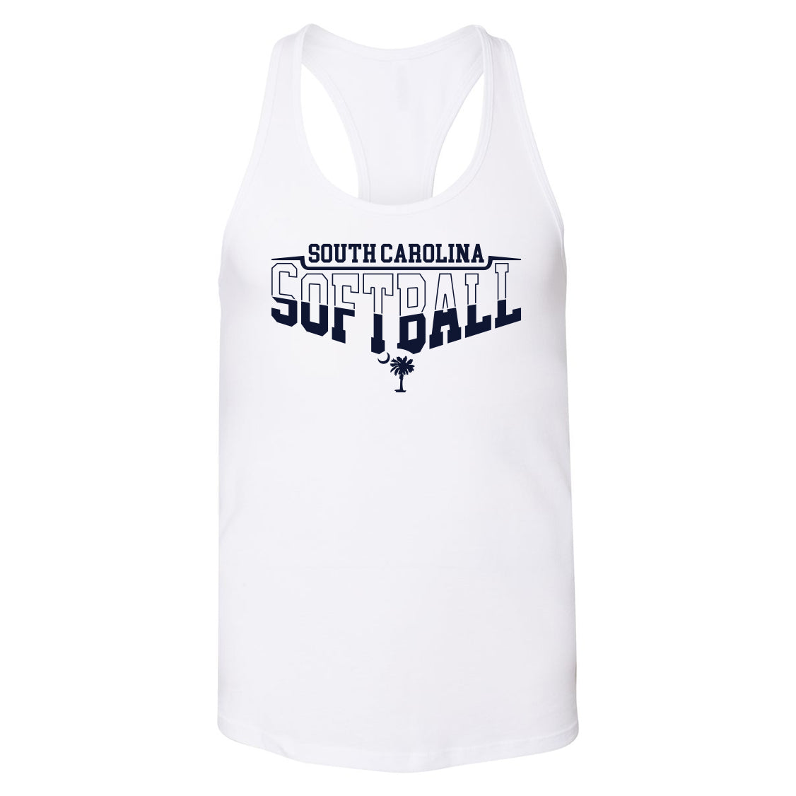 South Carolina Softball Women's Bella Canvas Racerback Tank Top Palmetto Tree - 2 Colors