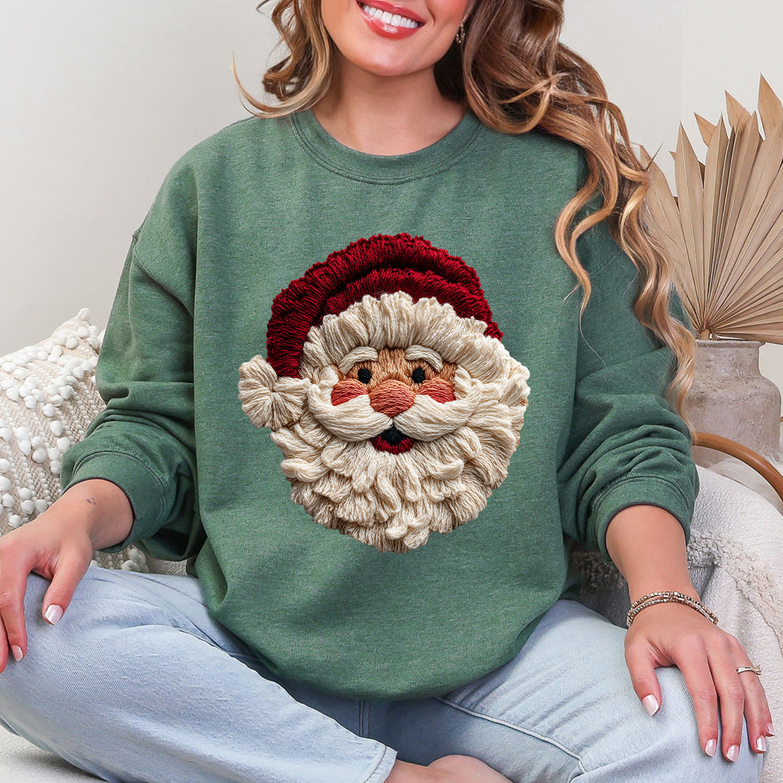 Faux Yarn Santa Sweatshirt