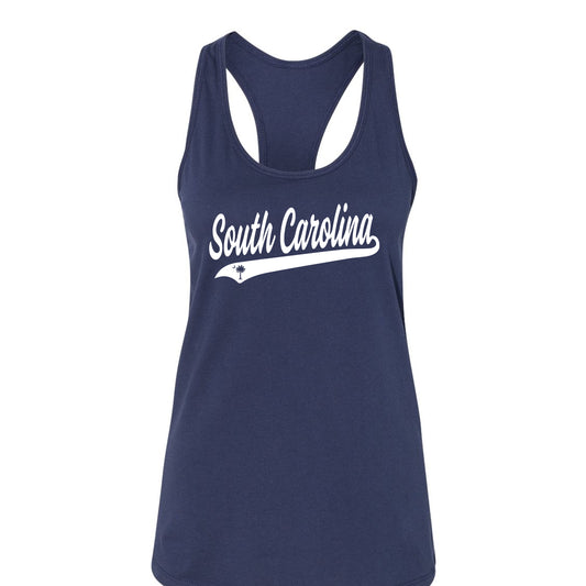 South Carolina Softball Women's Bella Canvas Racerback Tank Top Cursive - 2 Colors