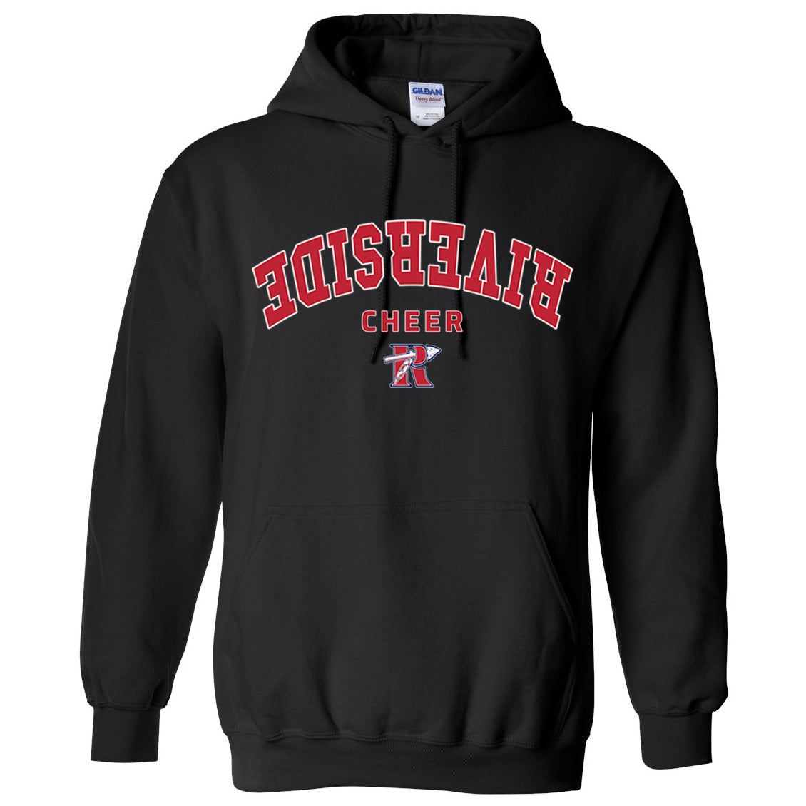 Riverside Cheer Upside Down Unisex Gildan Hooded Sweatshirt - 2 Colors