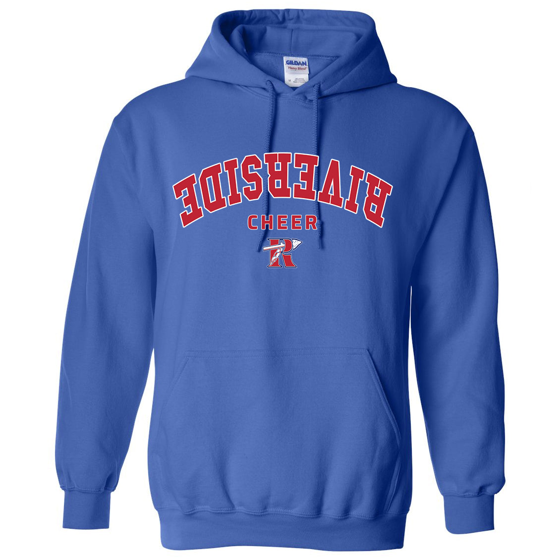 Riverside Cheer Upside Down Unisex Gildan Hooded Sweatshirt - 2 Colors