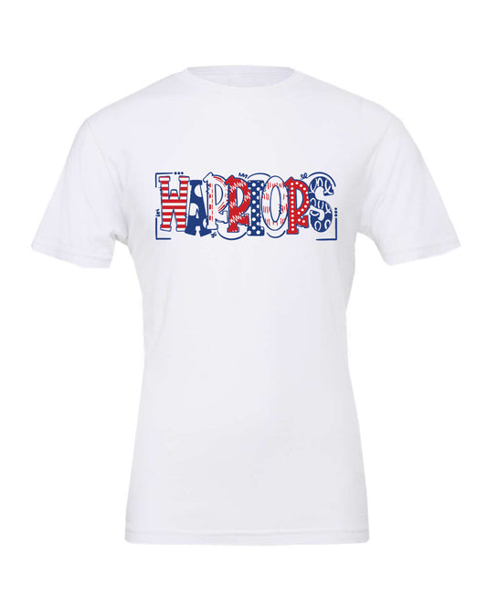 Warriors Doodle White Unisex Bella Canvas T-Shirt